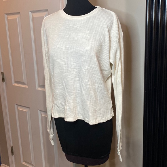 Re/Done Originals LS Thermal Tee Shirt in Vintage White Round neck NWOT Small - Picture 3 of 11